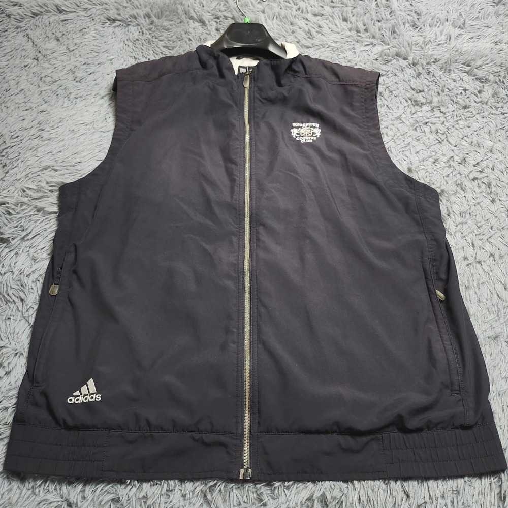 Vintage Adidas Golf Vest Mens XL Black Climaproof Wind Pullover 2005 Kingsway